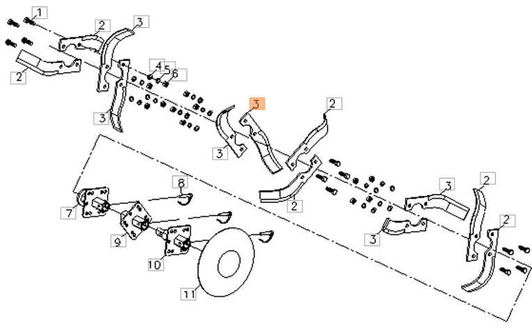 Nóż prawy do glebogryzarki Oleo-Mac MH 198 RKS