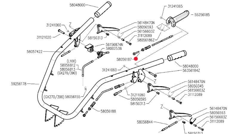 Linka dźwigni obecności operatora ciągnika Pasquali XB 40 (58056187)  