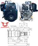 Silnik Zongshen NH150H poziomy wał / 149 cc / wał 25 x 220,6 mm / 3,5 KM