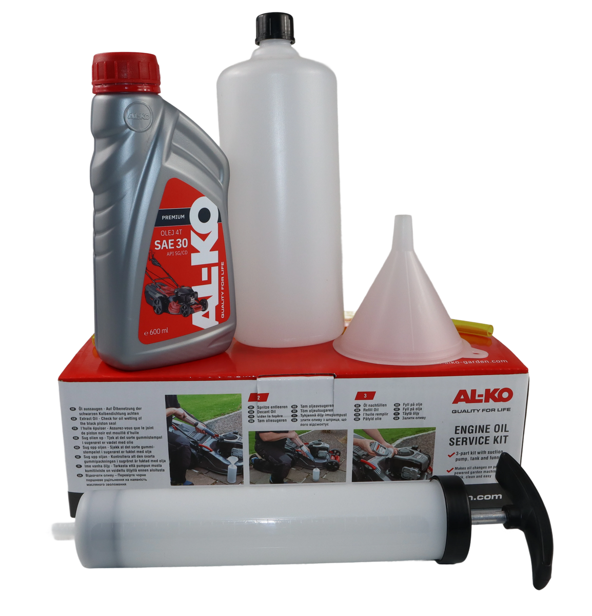 Zestaw serwisowy AL-KO do wymiany oleju i olej SAE30 600 ml