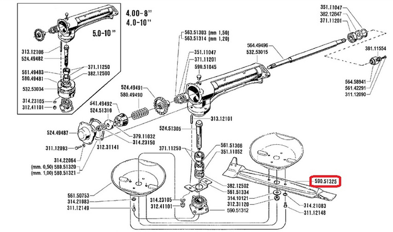 Nóż kosiarki trawnikowej z koszem 56 cm Pasquali (59051325T)