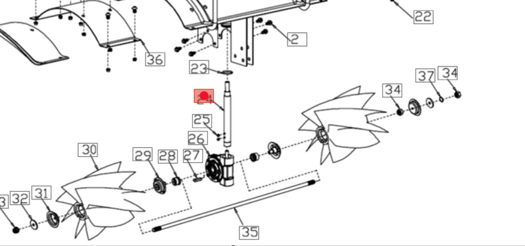 Wałek przekładni szczotki zamiatarki OM-Line PKM100 (OB-SPAS1103000000)