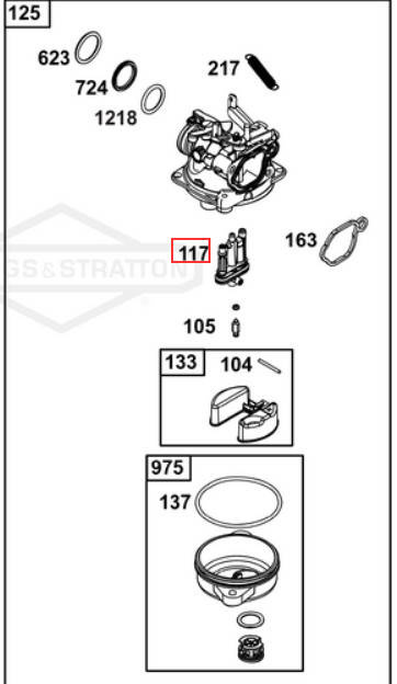 Oryginalna dysza gaźnika silnika Briggs & Stratton 625 (596524)