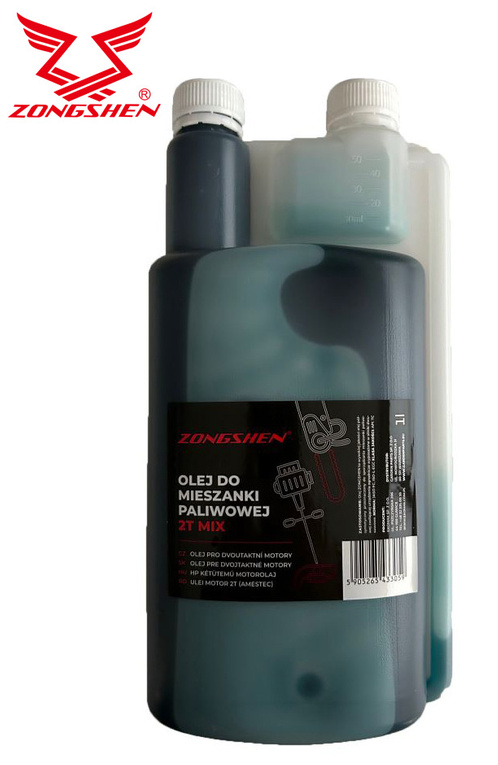 Olej 2T do mieszanek z dozownikiem - pojemność 1 litr - zielony