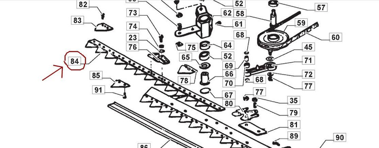 Listwa tnąca górna kosiarki listwowej Silex 87