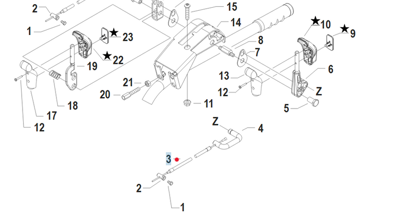Linka dźwigni rewersera ciąnika jednoosiowego Pasquali XB 40 PLAY 58043216