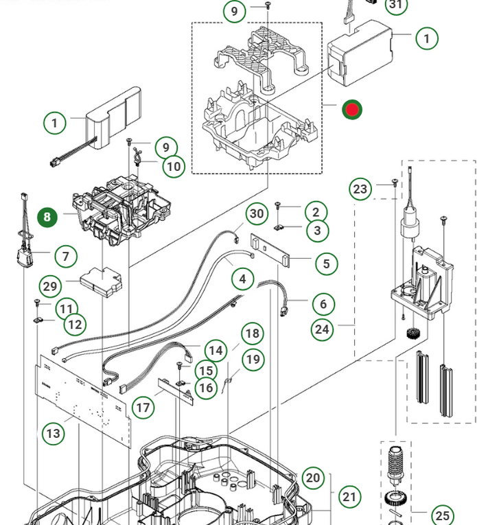 Uchwyt baterii kosiarki zautomatyzowanej Husqvarna 330 / 420 / 430 / 550