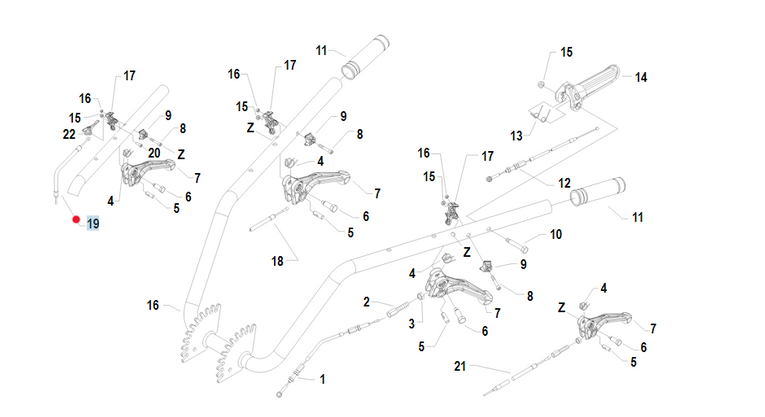 Linka gazu ciągnika Pasquali 15 LD 440 / 3LD 510 (58056811)