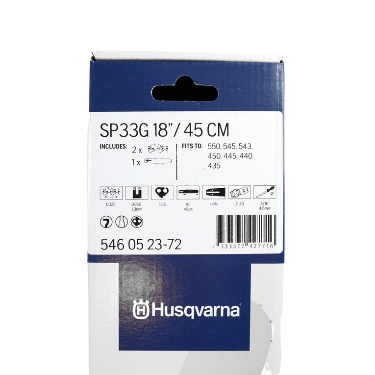Zestaw prowadnica + 2 łańcuchy Husqvarna SP33G 18" / 45 cm .325" 1,3 mm 72 ogniwa