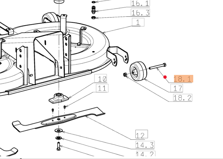 Śruba koła podporowego agregatu traktorka Oleo-Mac (SGN309501567)