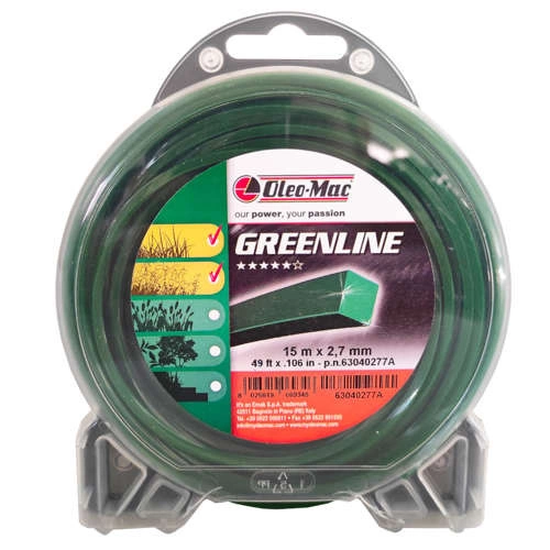 Żyłka Oleo-Mac GreenLine  2,7 mm x 15 m - kwadrat