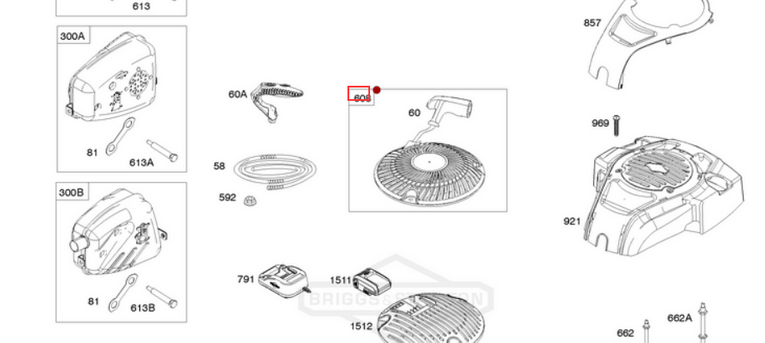 Oryginalny rozrusznik silnika Briggs & Stratton DOV 750 (593958)