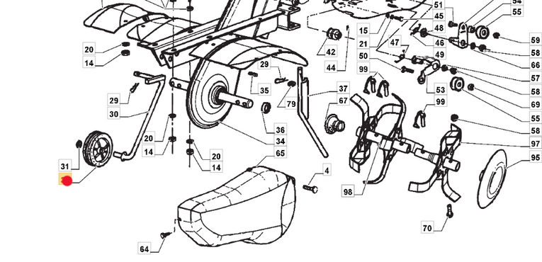 Oryginalne koło jezdne przód glebogryzarki Stiga Silex 75 (1483-2112-01)