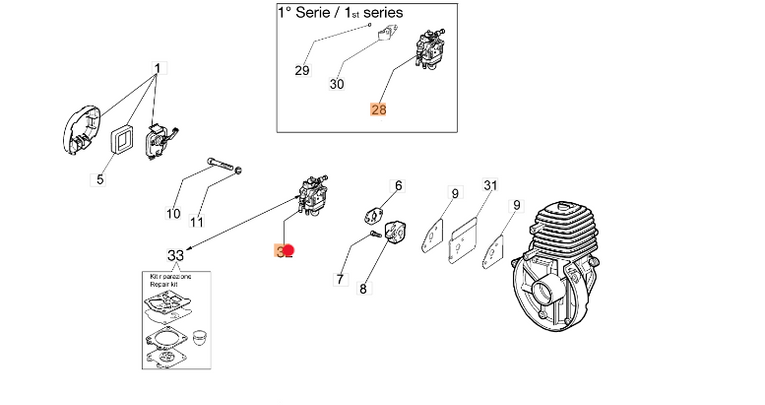 Oryginalny gaźnik wykaszarki Oleo-Mac Sparta 250 (2318393R)