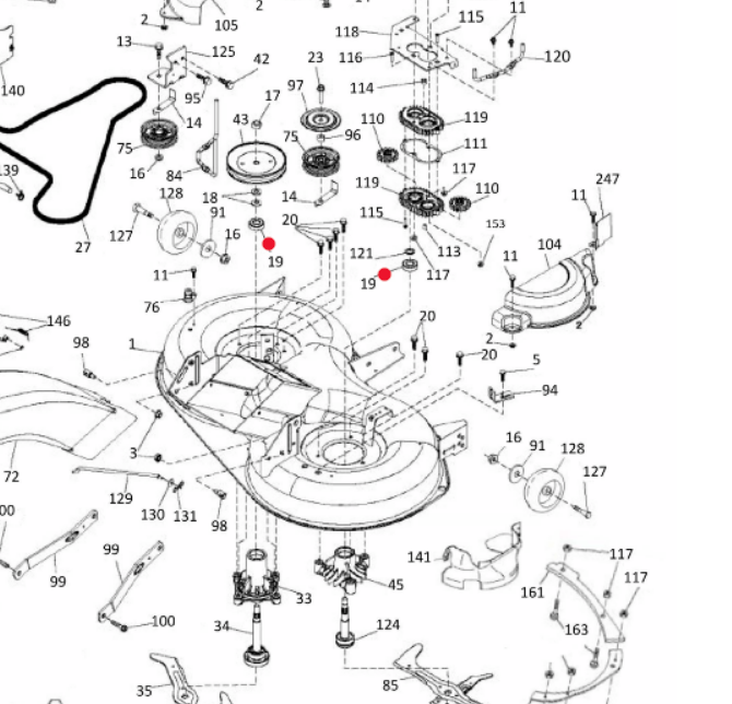 Oryginalne łożysko wałka noży traktorka Husqvarna (5321104-85)